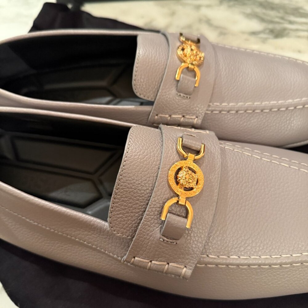 Versace 1017072 Gray Leather Driver Shoes with Medusa plaque, 42.5 - Picture 16 of 16